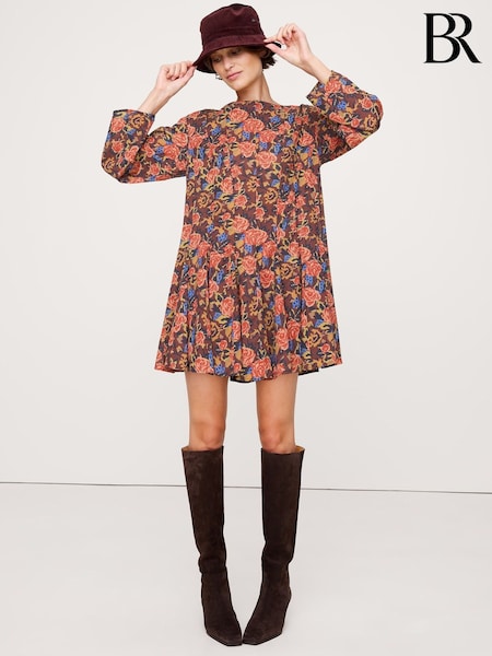 Banana Republic Brown/Red Floral Cotton Mini Dress (H55535) | €126