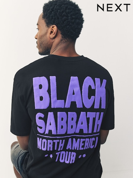 Black Sabbath Black Relaxed Fit Band Graphic Print T-Shirt (H55601) | 124 QAR