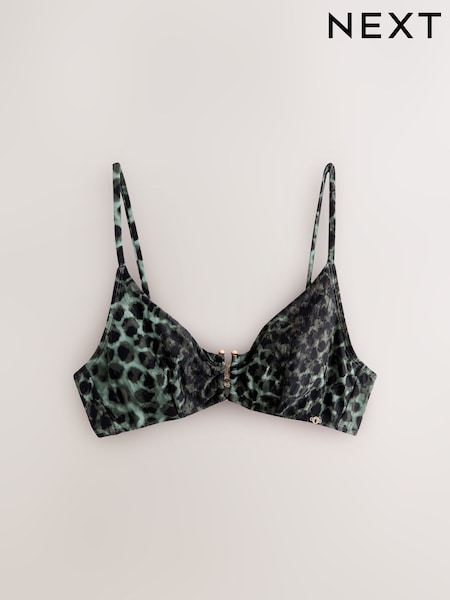 Green/Black Leopard Print Non Padded Underwired Bikini Top (H55839) | ৳ 4,410
