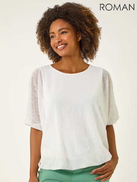Roman Mesh Bubble Hem Blouse (H55962) | 42 €