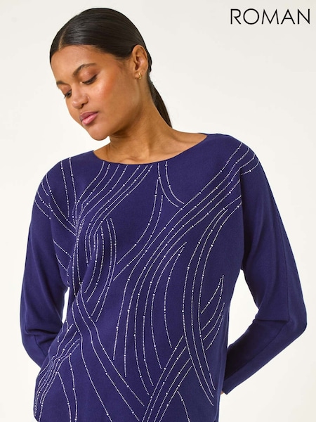 Azul - Roman Swirl Embellished Knit Jumper (H55968) | R$ 460