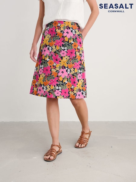 Seasalt Cornwall Pink Multi Paint Po 100% Cotton Skirt (H56028) | €59