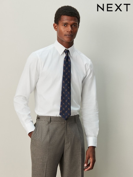 White Texture Cotton Rich Trimmed Textured Shirt (H56063) | 158 QAR