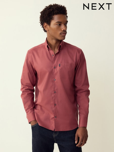 Raspberry Pink Regular Fit Button Down Easy Iron Oxford Shirt (H56066) | €29