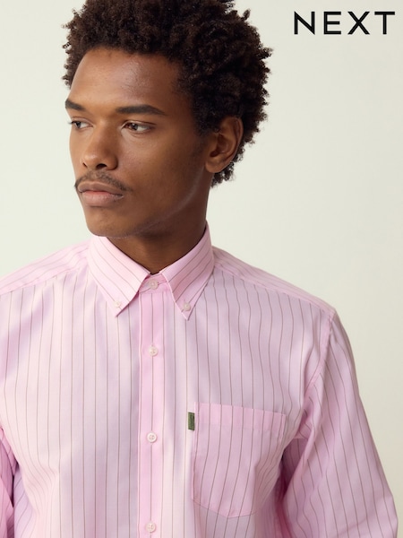 Pink Stripe Regular Fit Easy Iron Button Down Oxford Shirt (H56067) | 129 QAR