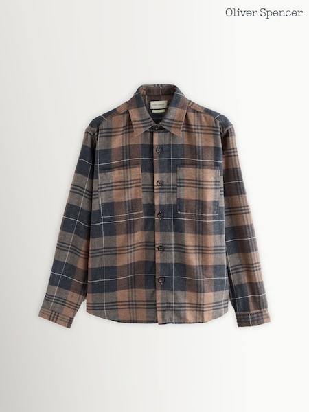 Oliver Spencer Brown Treviscoe Check Overshirt (H56106) | €217