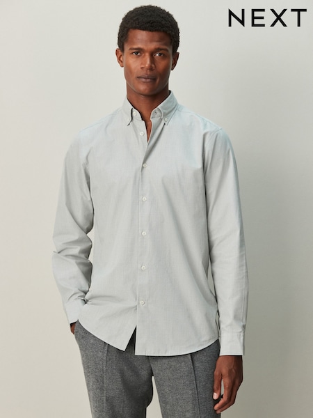 Green Texture Regular Fit Cotton Rich Long Sleeve Formal Shirt (H56141) | 139 QAR