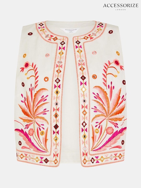 Accessorize White Mirror & Palm Embroidered Skirt (H56169) | €64