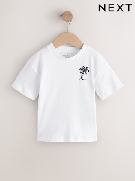 White Palm Tree Short Sleeve Small Graphic T-Shirt (3mths-7yrs) (H56241) | AED18 - AED28