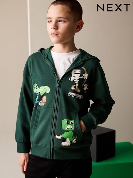 Green Minecraft Zip Through Hoodie (3-16yrs) (H56249) | AED122 - AED163