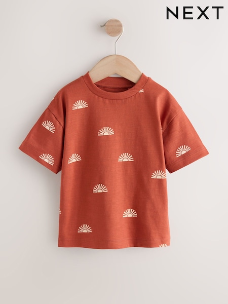 Rust Red Sun Short Sleeve All-Over Print T-Shirt (3mths-7yrs) (3mths-7yrs) (H56266) | 23 QAR - 34 QAR