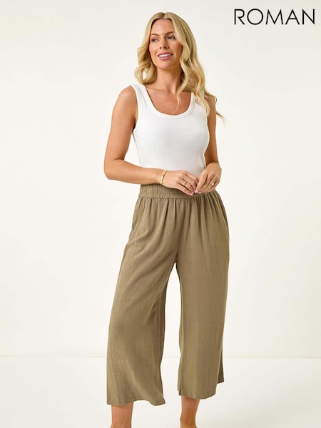 Grün - Roman Petite Linen Mix Cropped Trousers (H56422) | 61 €