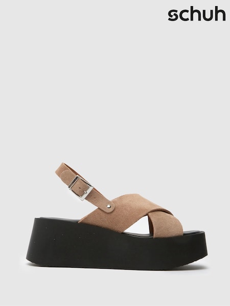 Schuh True Suede Cross Strap Brown Sandals (H56509) | €63