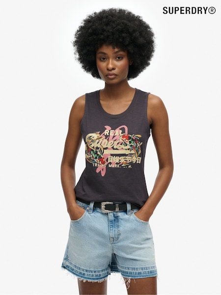 Superdry Grey Vintage Logo Tokyo Scoop Neck Tank Top (H56523) | AZN 75
