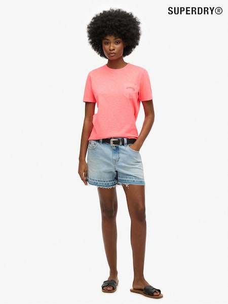 Superdry Pink Essential Logo Garment Dye Pocket T-Shirt (H56528) | €25