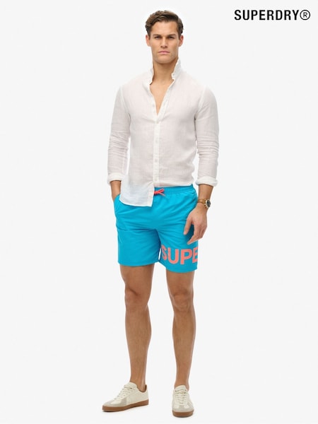 Superdry Blue Graphic 17 Inch Swim Shorts (H56540) | SGD 68