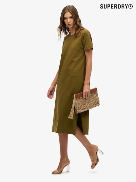 Superdry Green Midi 100% Cotton T-Shirt Dress (H56543) | €44