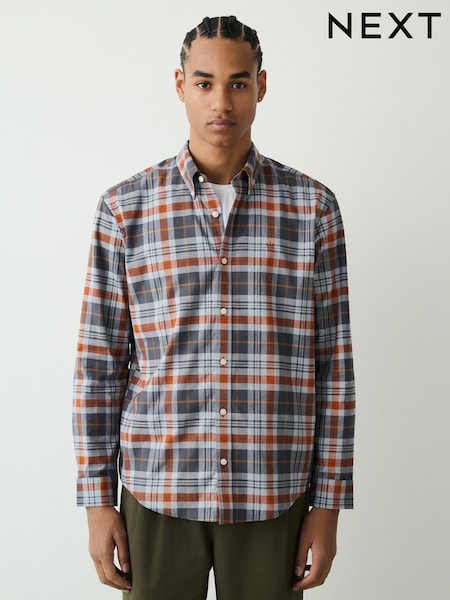 Navy Check Trident Long Sleeve Shirt (H56553) | AED140