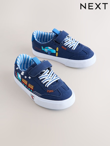 Navy Transport Standard Fit (F) Touch Fastening Elastic Lace Trainers (H56575) | AED102 - AED117