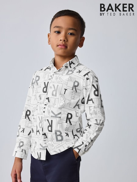 Baker by Ted Baker White Printed Shirt (H56668) | R$ 215 - R$ 275