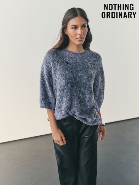Nothing Ordinary Pewter 3/4 Sleeve Tinsel Knit T-Shirt (H56677) | €115.50