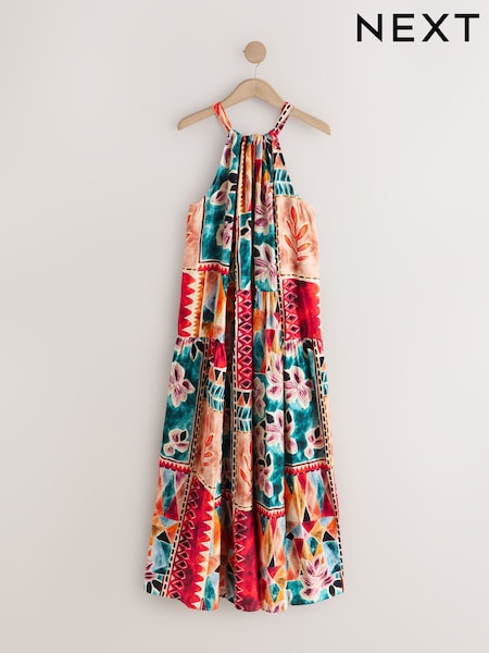 Petrol/Braun - Summer Halter Maxi Dress (H56687) | 70 €