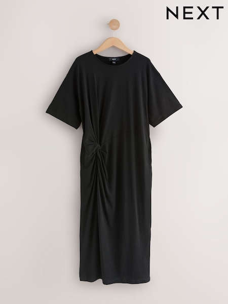 Black Jersey Twist T-Shirt Summer Dress (H56688) | €27