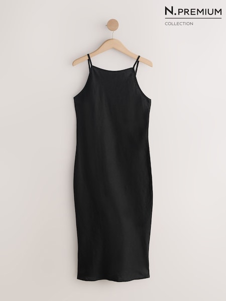 Black N. Premium High Neck Midi Slip Dress (H56690) | AED206