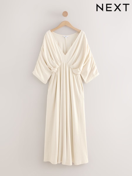 Ecru Jersey Kaftan Midi Dress (H56695) | 165 QAR