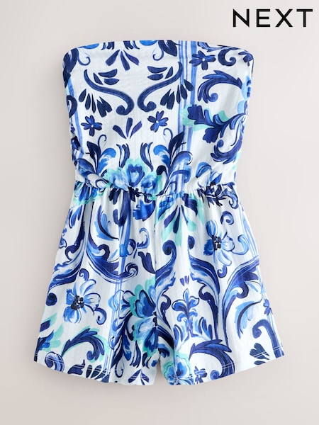 Blue/White Jersey Bandeau Playsuit (H56698) | 118 QAR