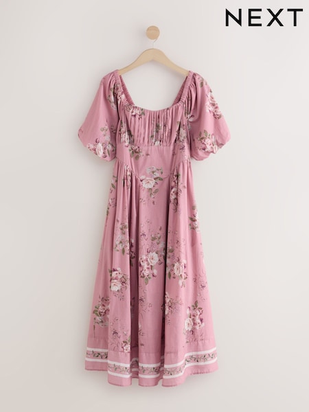 Mauve Purple Puff Sleeve Midi Dress (H56720) | €87