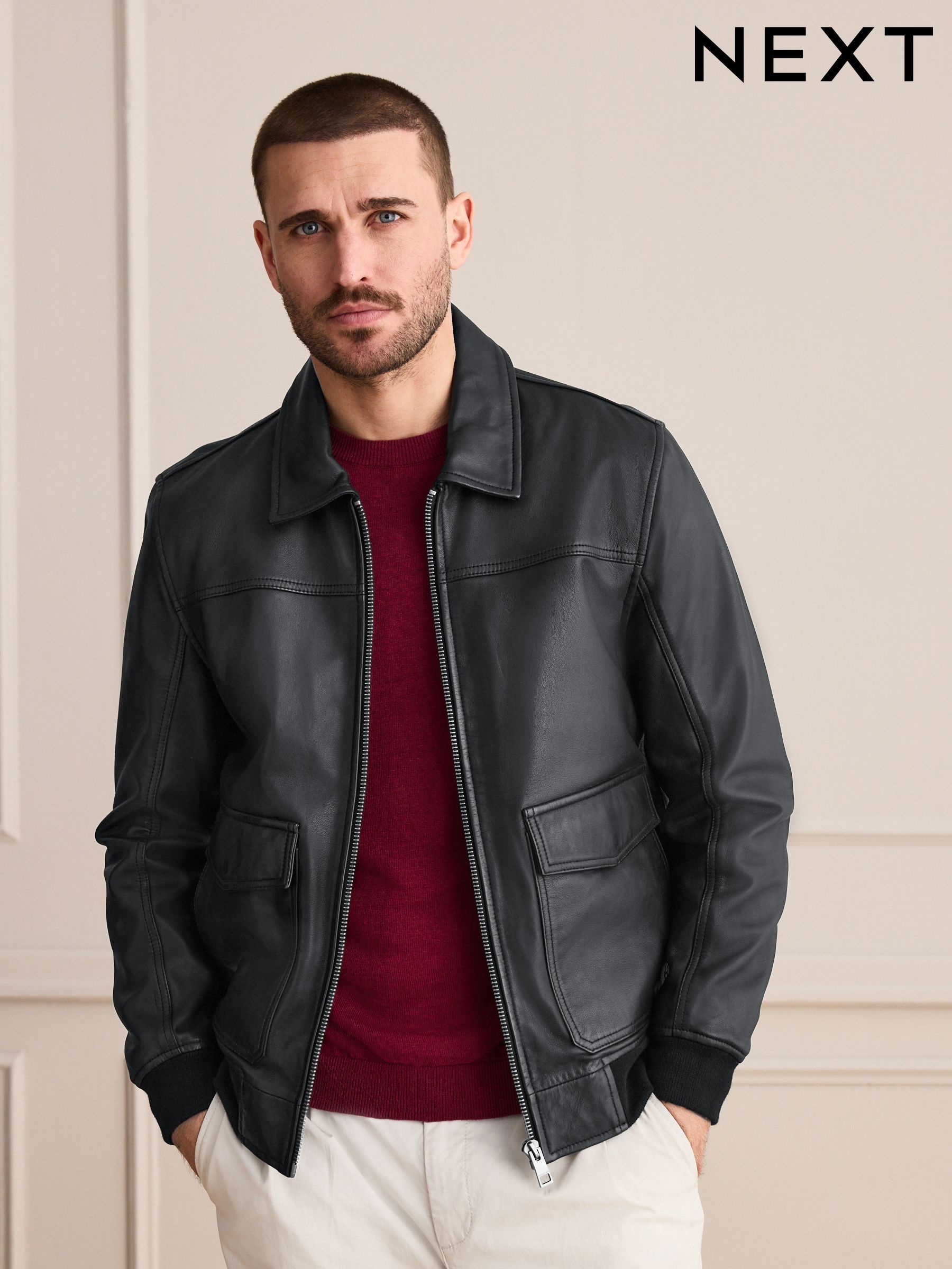 ジャケット・アウター Yoused x Taup Barbson Leather Jacket Mens Leather Coats & Jackets | Next Official Site