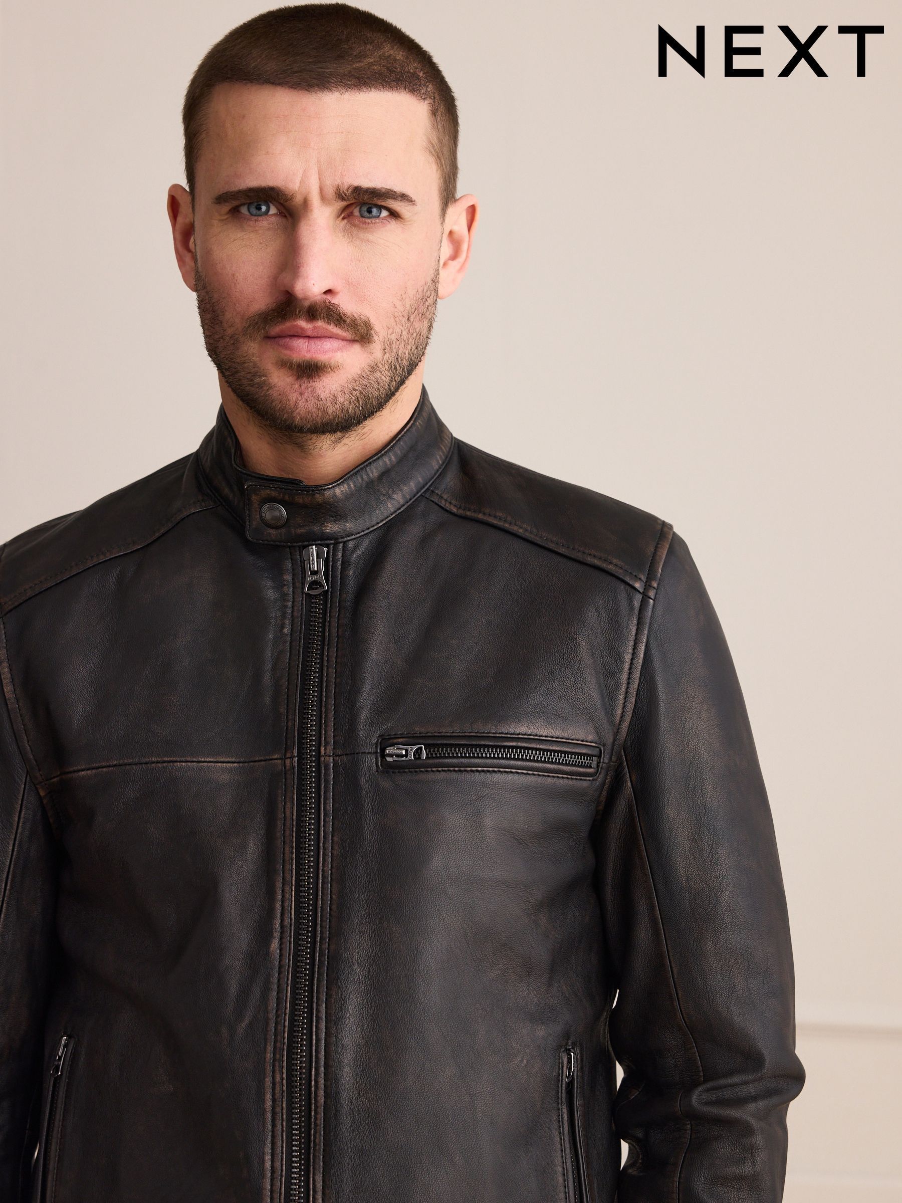 Men's Leather Biker Jackets | Leather & Faux Jackets | Next Romania