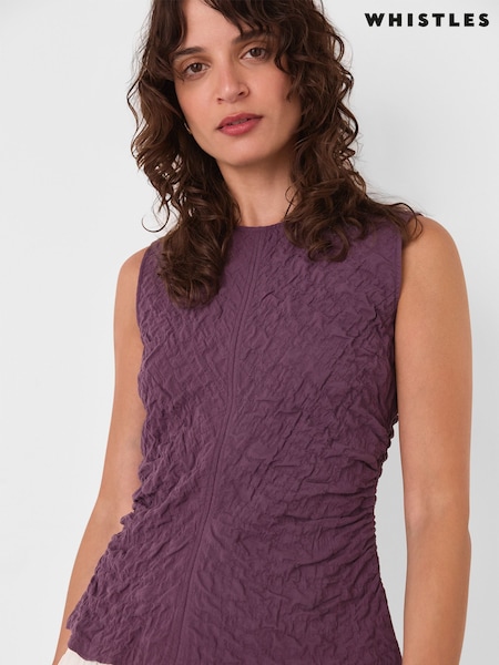 Whistles Plum Cotton Textured Tops (H56797) | R$ 780