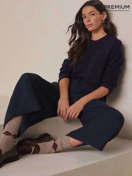 Navy Blue 100% Lambswool N.Premium Crew Neck Jumper (H56928) | 189 QAR