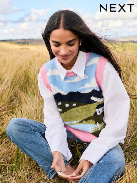 Escena de paisaje múltiple - Sleeveless Knitted Tank With Wool (H56941) | 36 €