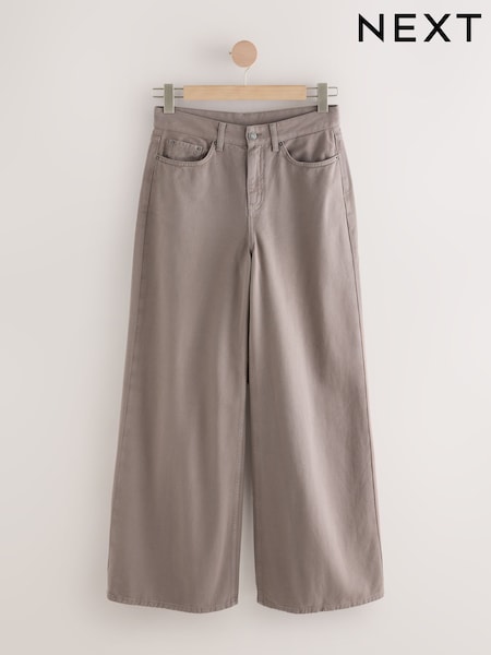 Mink Brown - High Rise Palazzo Wide Leg Jeans (H56983) | R$ 390