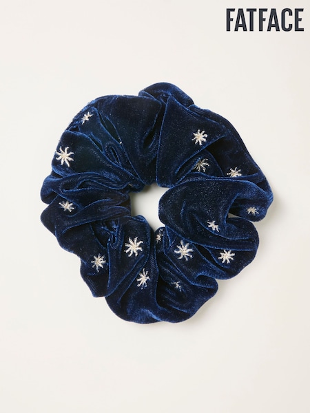 FatFace Navy Velvet Embroidered Scrunchie (H57022) | €14