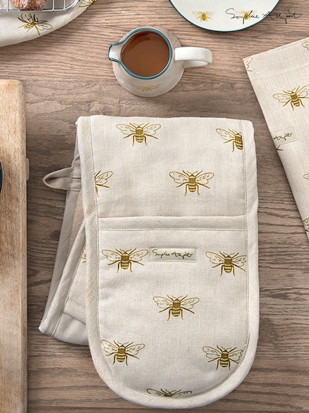 Sophie Allport Natural Linen Bee Double Oven Glove (H57023) | €46