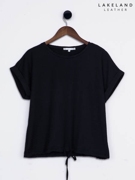 Lakeland Clothing Jessica Tie Hem Black Top (H57081) | ₪176