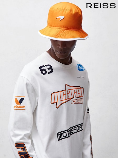Reiss Papaya Orange Fan Bucket Hat (H57180) | AED302