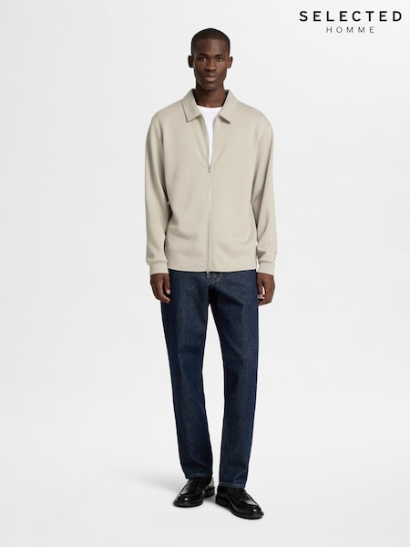 Selected Homme Cream Zip Through Jersey Overshirt (H57197) | 315 zł
