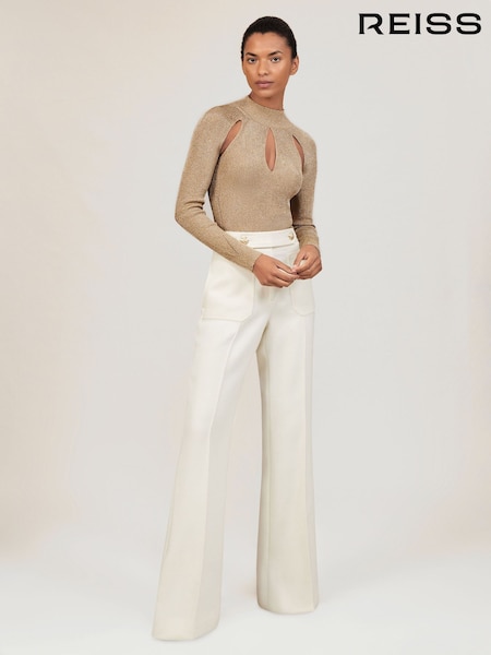 Reiss Gold Amaya Metallic Long Sleeve Top (H57208) | €198