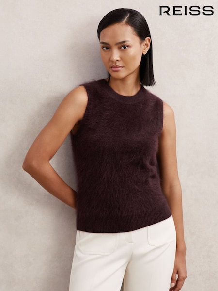 Reiss Burgundy Mel Brushed Cashmere Vest (H57210) | €195