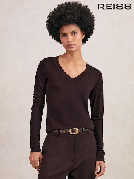 Reiss Plum Brady Jersey V-Neck Top (H57212) | €95