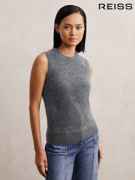 Cinza - Reiss Mel Brushed Cashmere Vest (H57216) | R$ 1.480