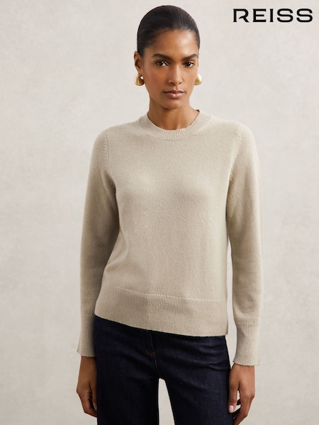 Reiss Sage Green Mimi 100% Cashmere Crew-Neck Jumper (H57224) | €228