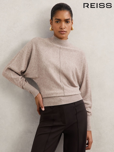 Reiss Neutral Susie Wool-Blend Funnel-Neck Batwing Jumper with Cashmere (H57227) | €149