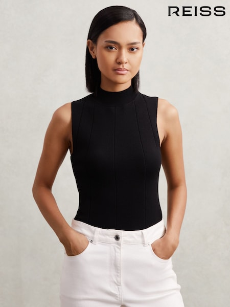 Reiss Black Milan High Neck Sleeveless Top (H57235) | R$ 970