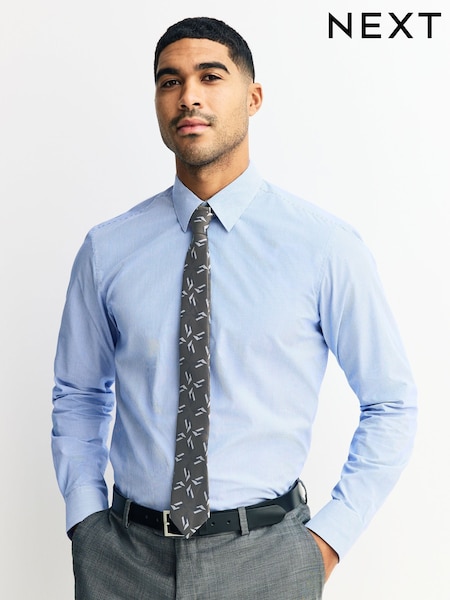 Blue Stripe/Green Geometric Regular Fit Shirt And Tie Set (H57268) | OMR22